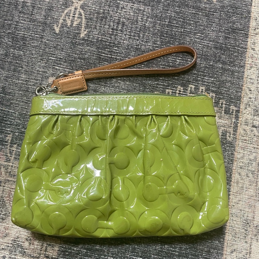Coach Embossed Logo Patent Leather Wristlet
